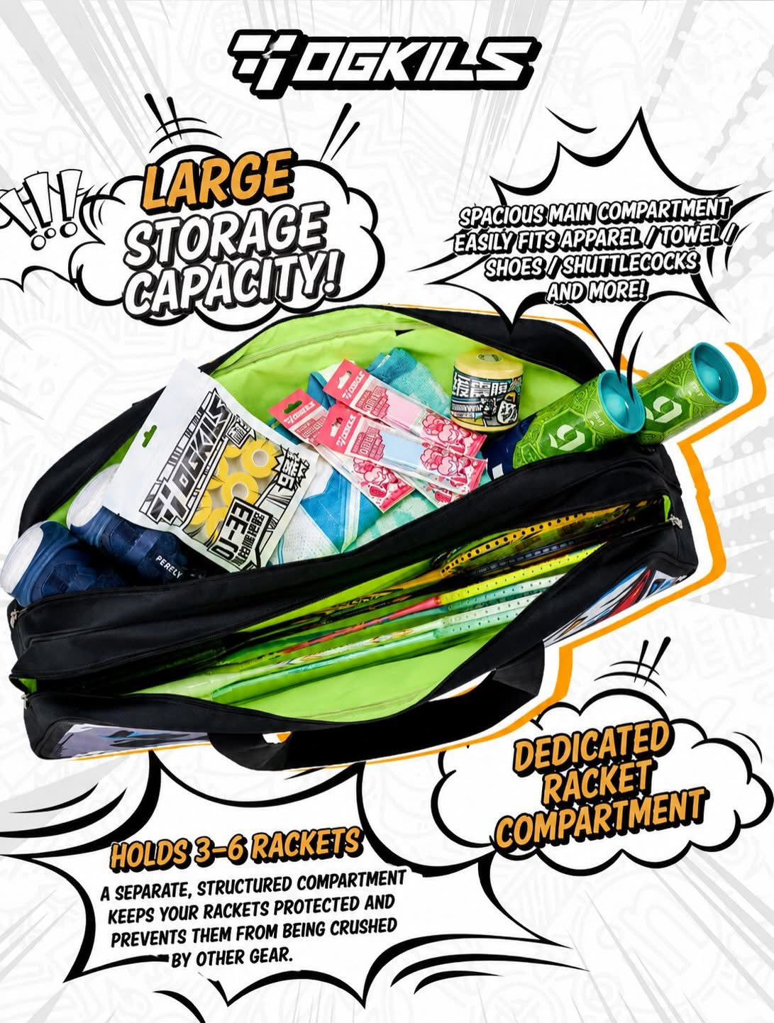 OGKILS Shark Racket Bag