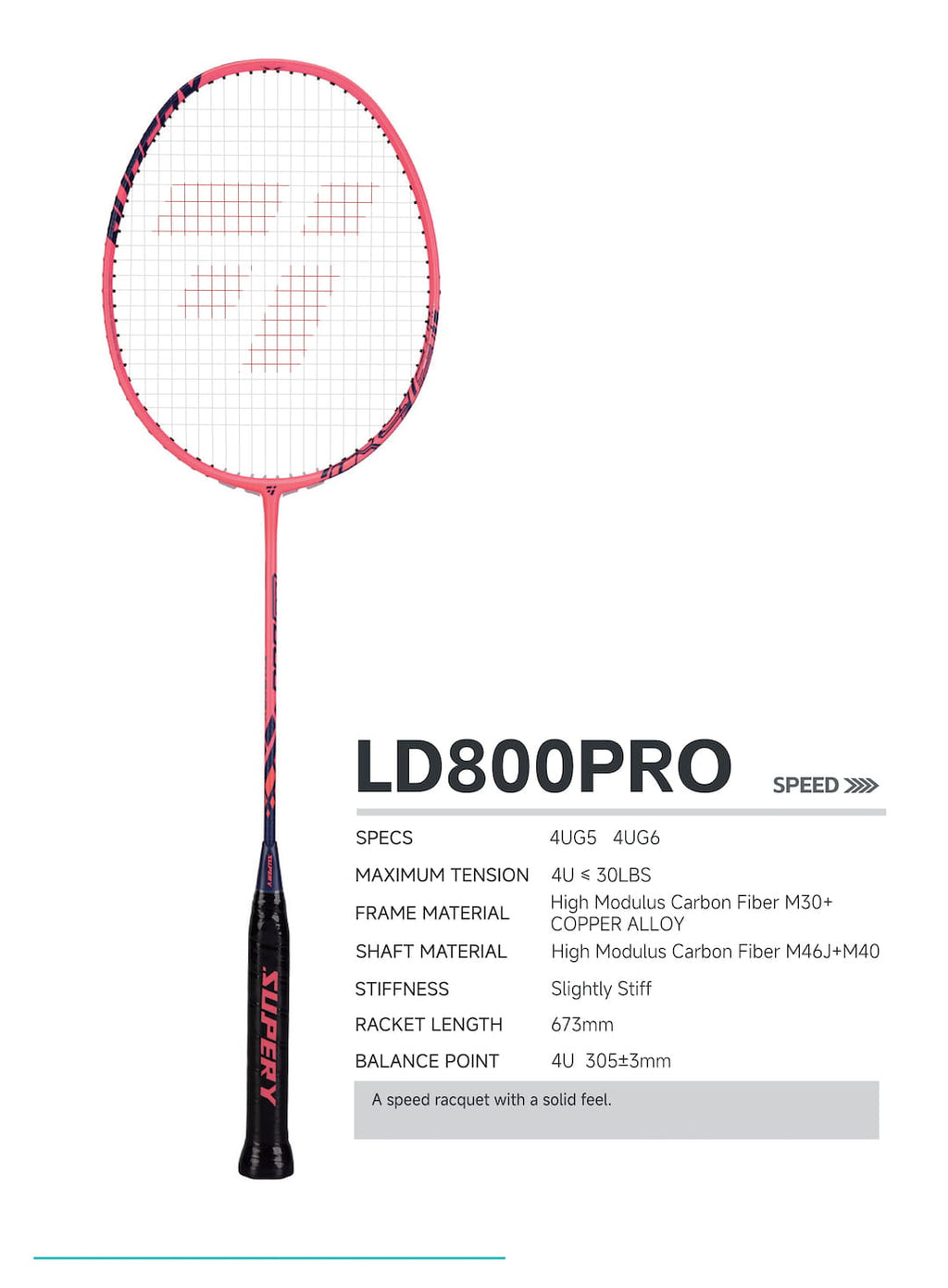 Image showing the racket specs of the OGKILS LD800 Pro