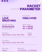OGKILS Love Breathing badminton racket specs